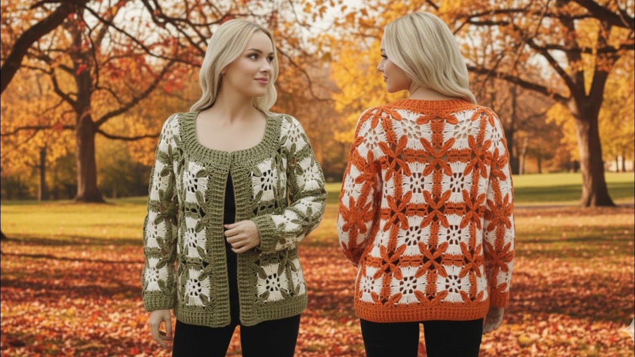 Сделай сам | Как связать крючком кардиган 🧥 Кардиган с мотивами крючком 👗 Урок