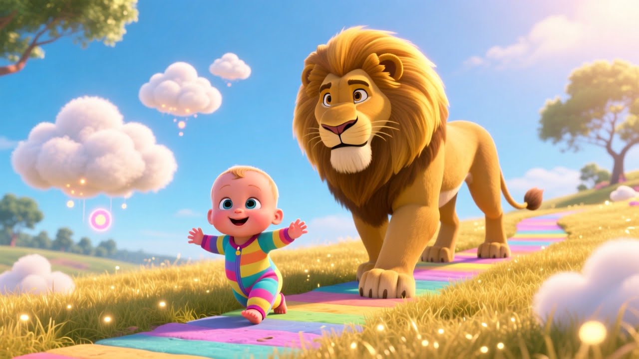 Cloud Roar With Lion and Baby | Fun Lion Song for Kids | Sky Adventure Nursery Rhyme ☁️🦁