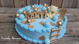 Pastel para niño 1 año/ Pastel de cumpleaños en chantilly