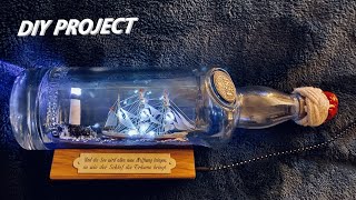 Ship in a bottle with LED Lighthouse homemade DIY selfmade  Glenlivet 21 Diorama