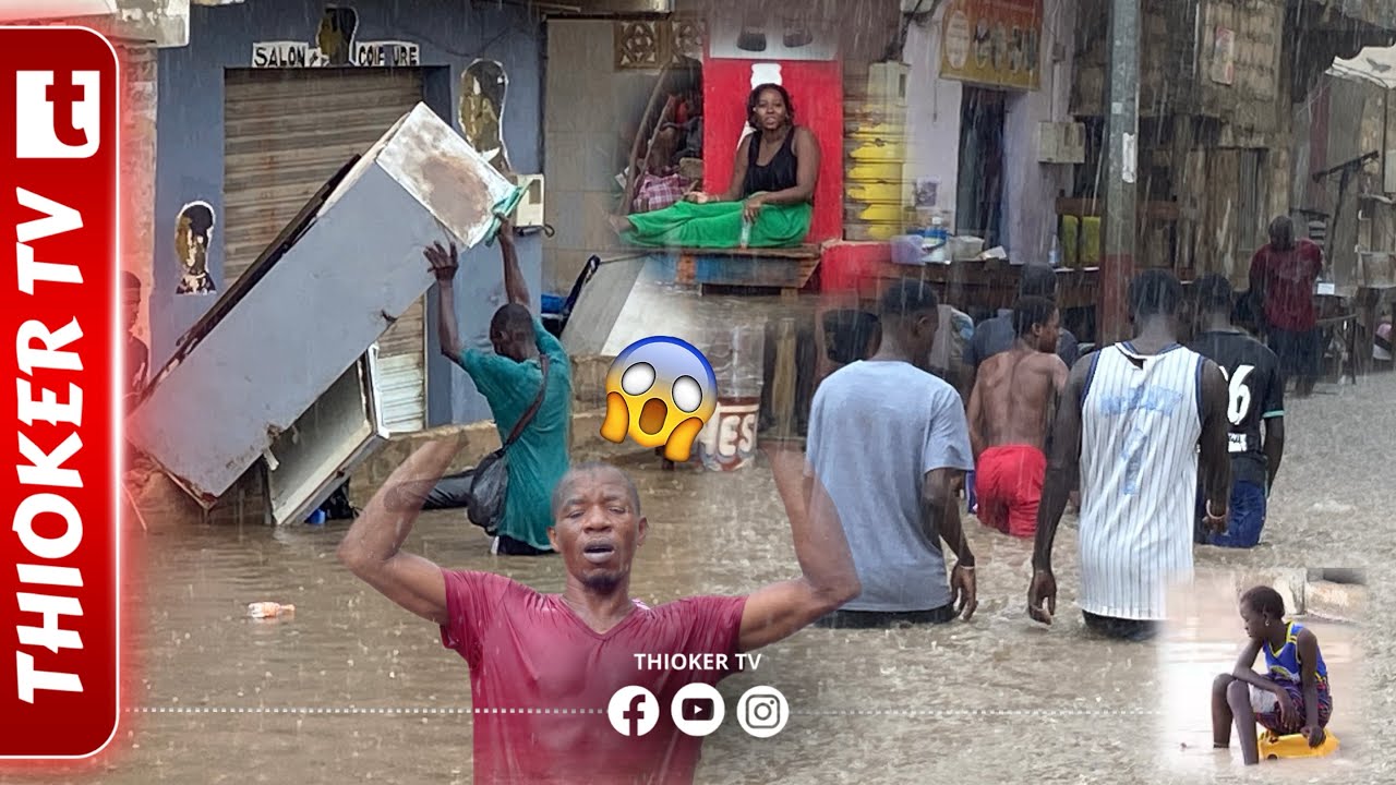 Kawteff‼️ une forte pluie à Dakar qui a créé des inondations, alahou Akbar grand Medine…..