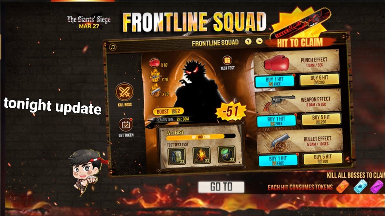 free fire Tonight update in Indian server | event frontline squad
