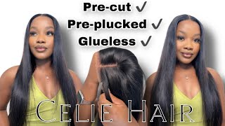 It’s Glueless️Pre-cut and Pre-Plucked Glueless Lace Front Wig Ft Celie Hair