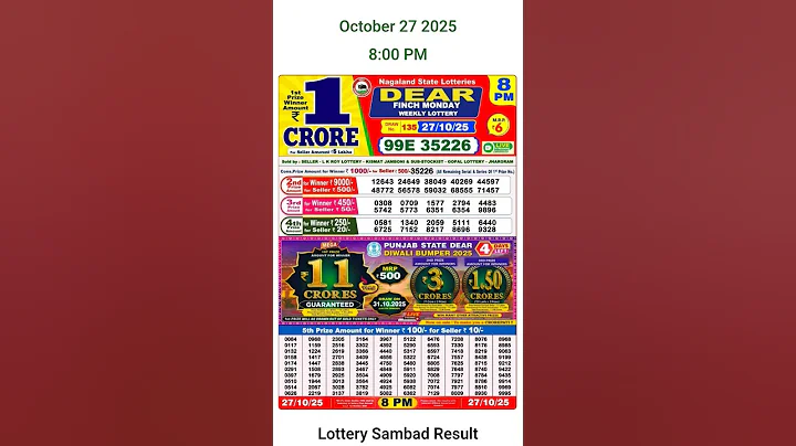 27-10-2025 lottery sambad result 8 PM #lotterysambadlive #dearlotterysambadlive #lottery #short
