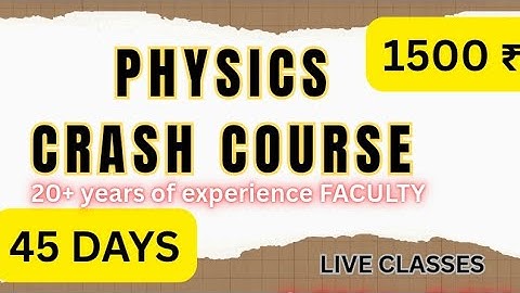 PHYSICS CRASH COURSE JEE MAIN JANUARY BATCH 2026 #PHANI sir
