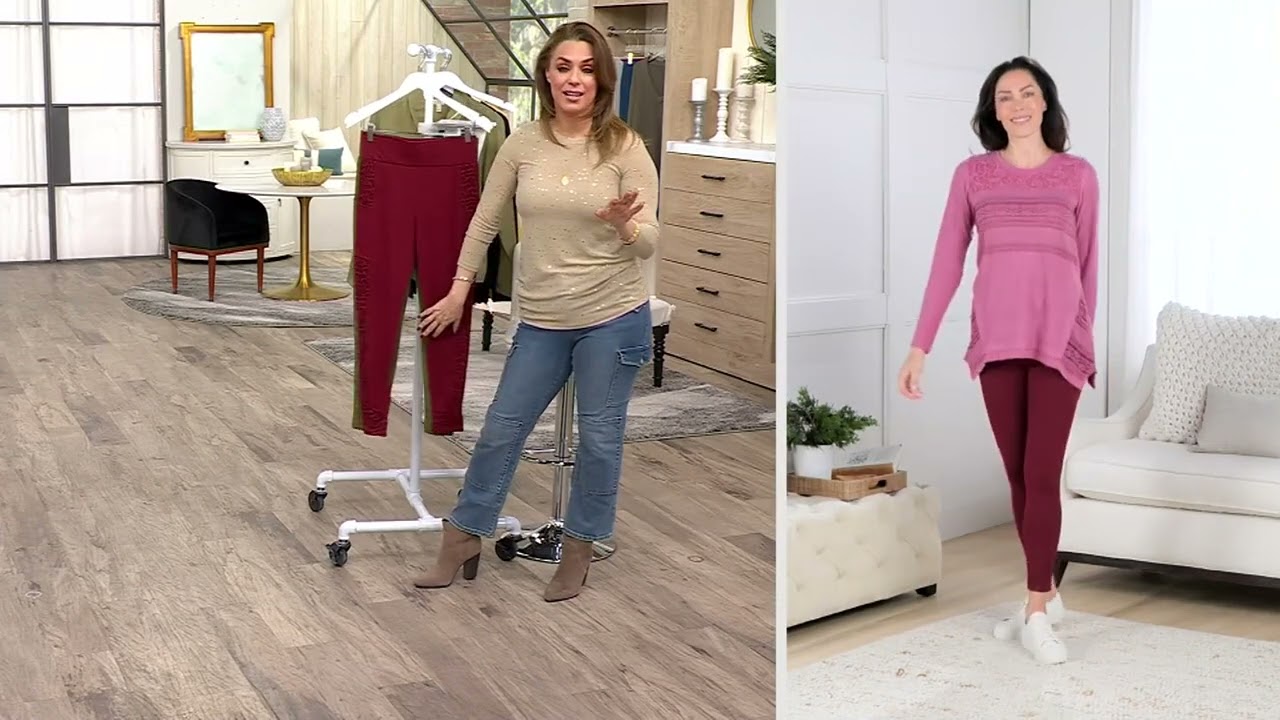 LOGO by Lori Goldstein Lace Trim Leggings With Pockets on QVC