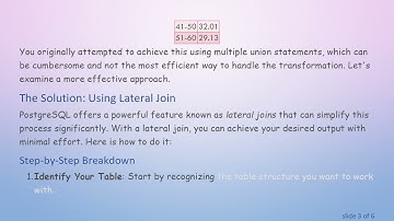 Efficiently Split a Single Row into Multiple Rows in PostgreSQL
