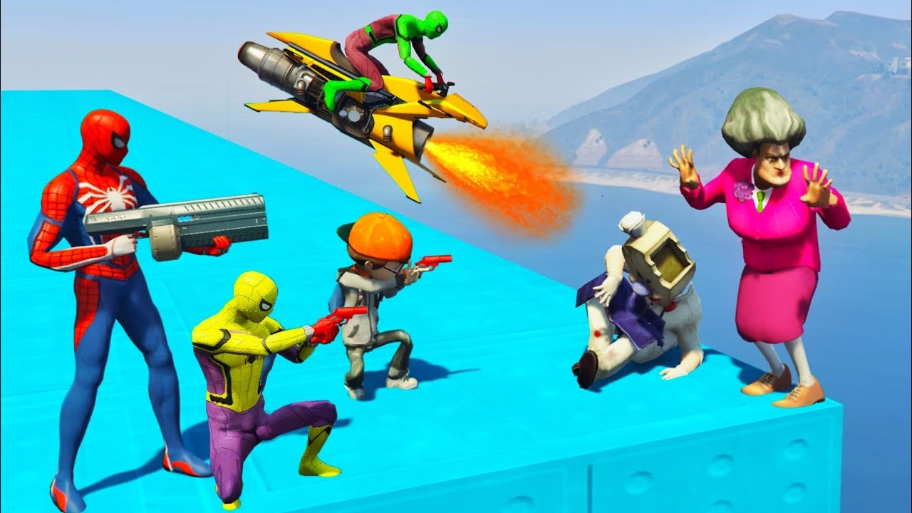 Scary Teacher 3D - Nick and Tani in Trouble - Miss'T Kidnaps Nick and Tani - Spiderman Vs Miss'T