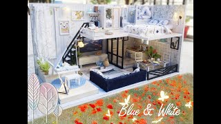 DIY Miniature dollhouse kit | White and Blue house |  Miniature with Jenny