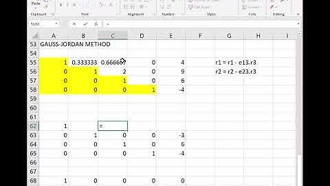 Gauss Jordan Using Excel