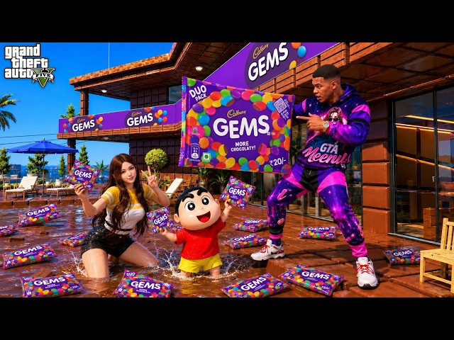 Shinchan & Franklin Builds a Gems Chocolate House 🍫🤯 | GTA 5 Tamil Mods