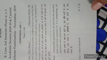 2019 corporate law question paper, b.com(3rd sem)