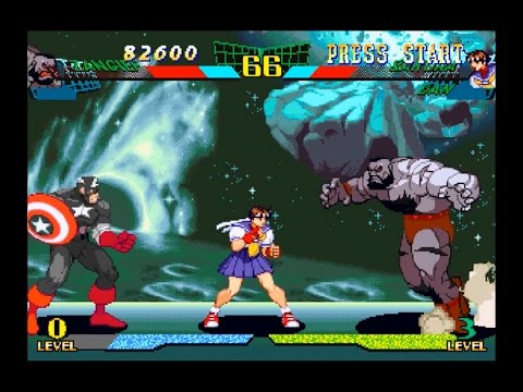 Marvel Super Heroes vs. Street Fighter - HD PS1 Gameplay - DuckStation 