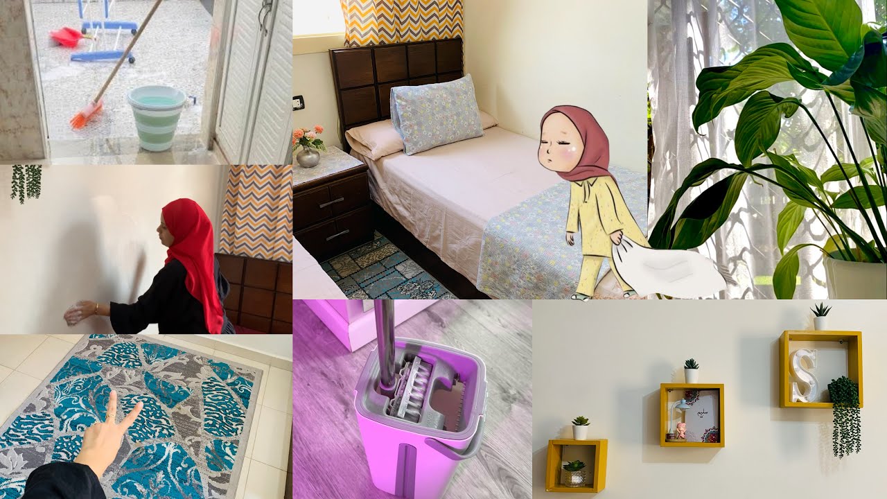 روتين تنضيف عميق🪣🧹لغرفه ولادي وغرفة المعيشه🧚🏻🧺تغير وترتيب جديد للاوضه🙈✌️روتين الروايح المنعشه🌺🧼