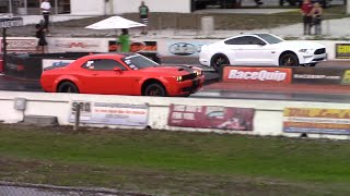 Hellcat vs Mustang Drag Races