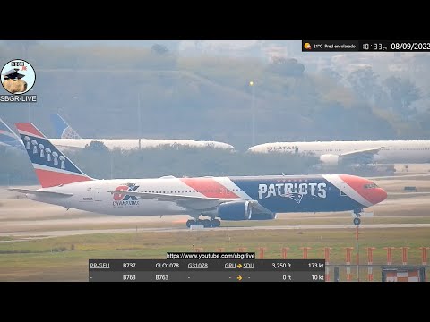 O 767 do Time de Futebol Americano Patriots da NFL pousou em Guarulhos