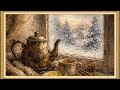 Cozy Winter Tea by the Window Art 4K | Snowy Cabin View | Art Framed Screensaver | Art for Your TV