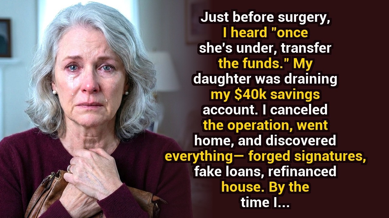 Just before surgery, I heard “once she’s under, transfer the funds” — I canceled the operation