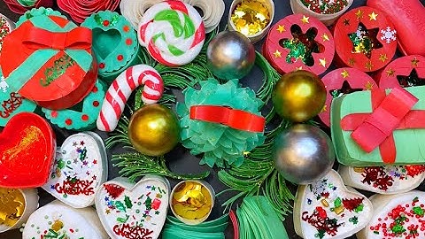 🔔Merry Christmas ASMR video💚 Crushing soap boxes with  starch and foam ❤️ slime and glitter