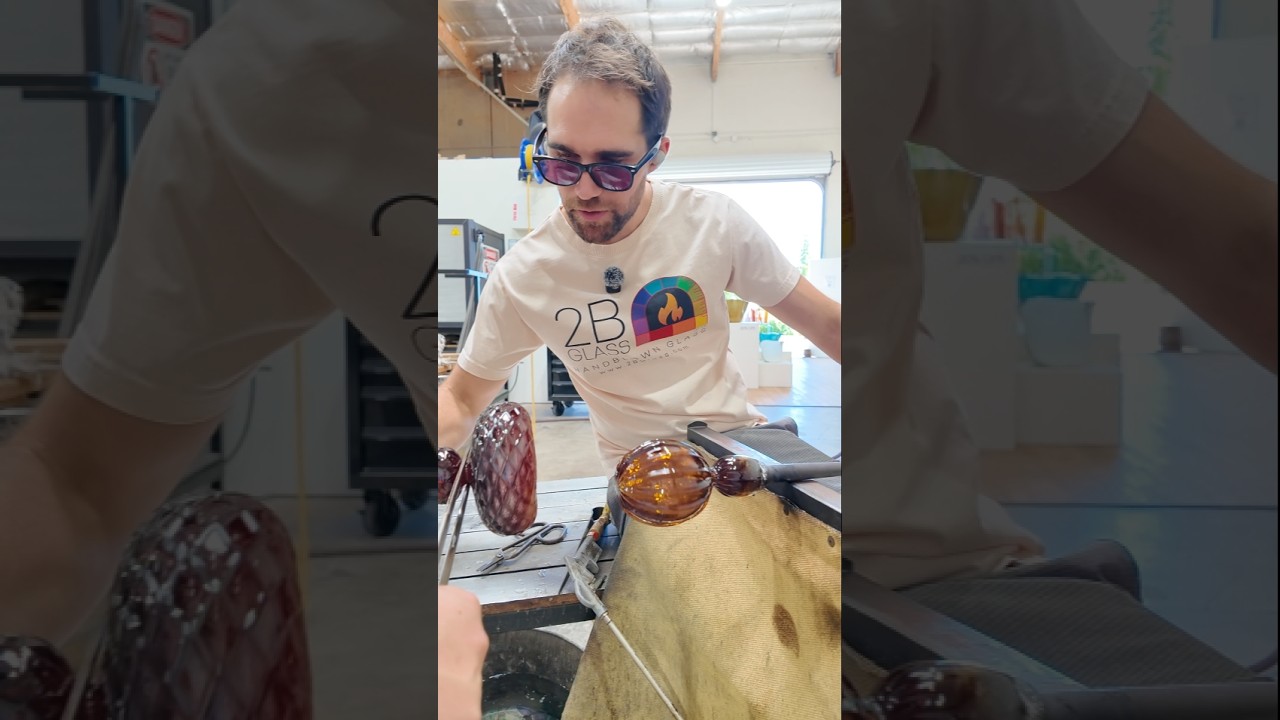 We made a GIANT glass acorn from scratch! 🌰🔥 #glass #glassblowing #satisfying #glassart