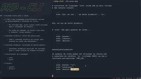 [PHP_CLI] #7 - Exibindo textos com 