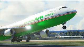 AMAZING !!!! Eva Air Boeing 747 Landing at Miami International Airport