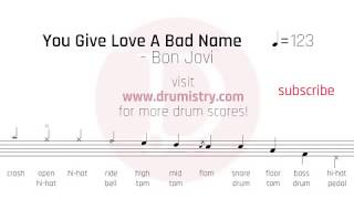 Bon Jovi - You Give Love A Bad Name Drum Score chords