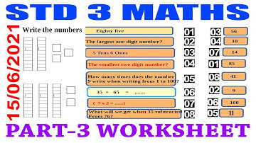 VICTERS CHANNEL CLASS 3 MATHS WORKSHEET STD 3 ACTIVITIES PART 3 |15| 06 | 2021 | First Bell 2.0