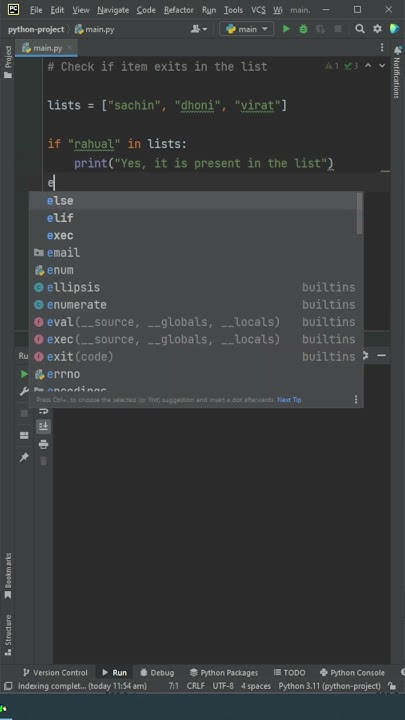 How To Check If An Item Exists In List In Python using pycharm # ...