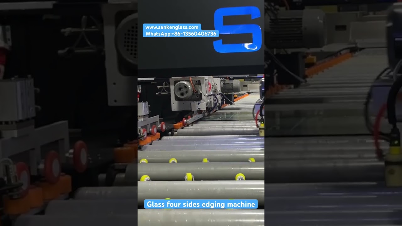 High-speed edging machine, especially for double glazing glass rough edging.