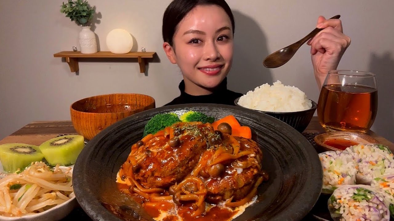 【ASMR】煮込みハンバーグ定食[EatingSounds モッパン 咀嚼音 먹방]