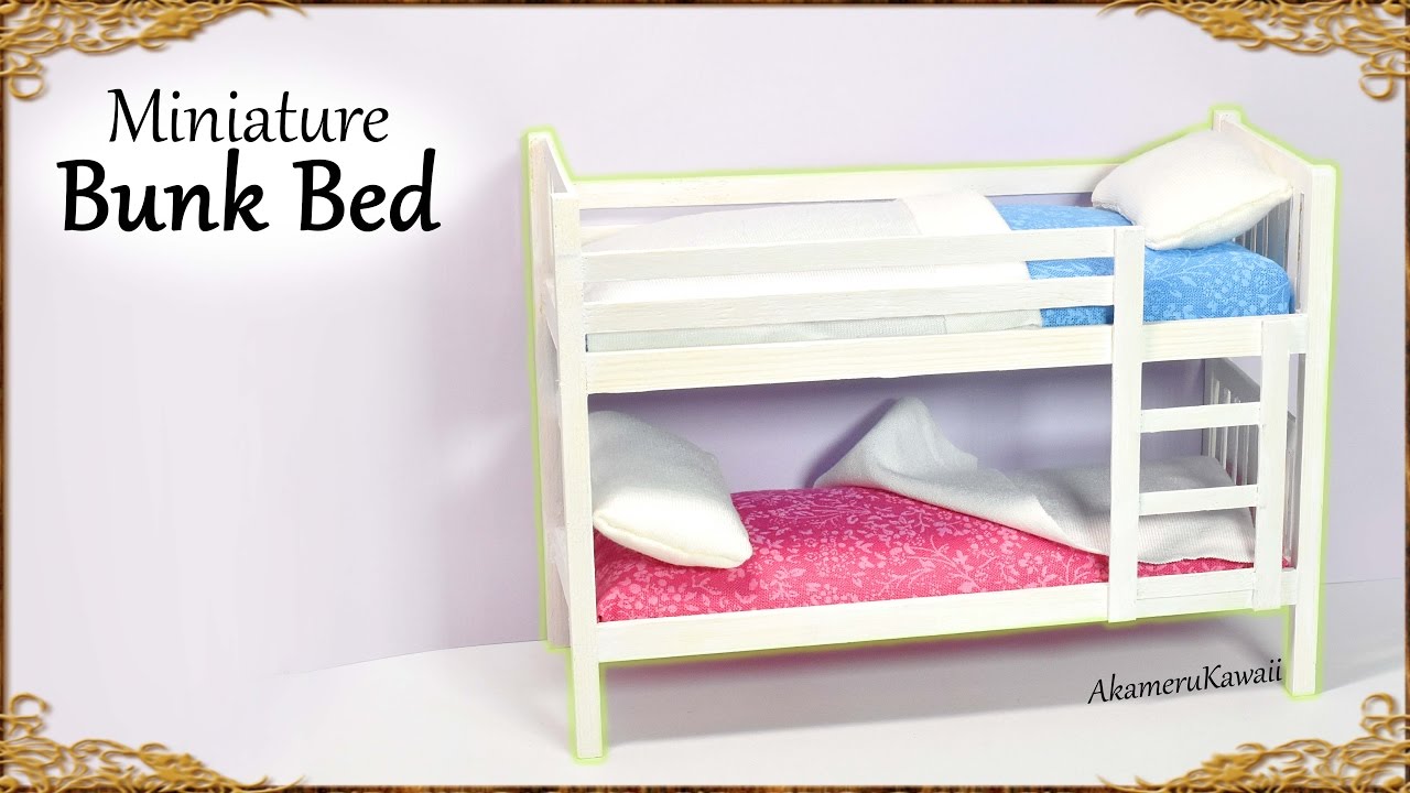 Cute Miniature Bunk Bed Doll Tutorial, Small Doll Bunk Beds