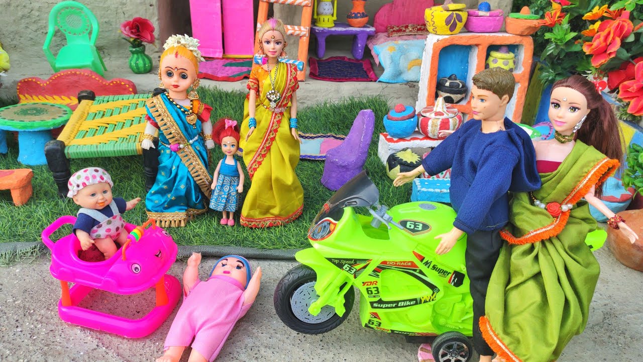 Barbie Doll All Day Routine In Indian Village/Radha Ki Kahani Part -277/Barbie Doll Bedtime Story||