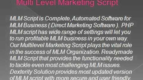 MLM Software, Readymade MLM Script
