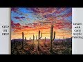 Desert with Cacti STEP by STEP Acrylic Painting (ColorByFeliks)