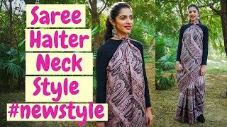 Halter Neck Saree Pallu Drape | New Style Inspiration