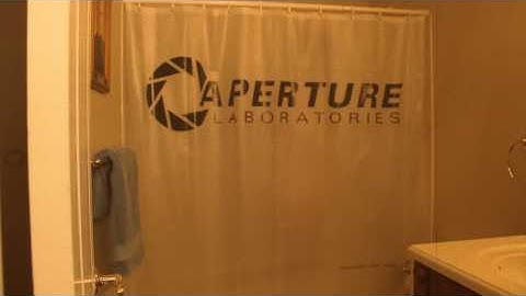 Portal 2 Aperture Laboratories Shower Curtain from ThinkGeek