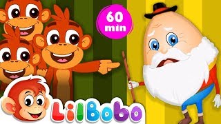 Humpty Dumpty Sat On A Wall & Little Bobo Popular Nursery Rhymes | Five Little Monkeys