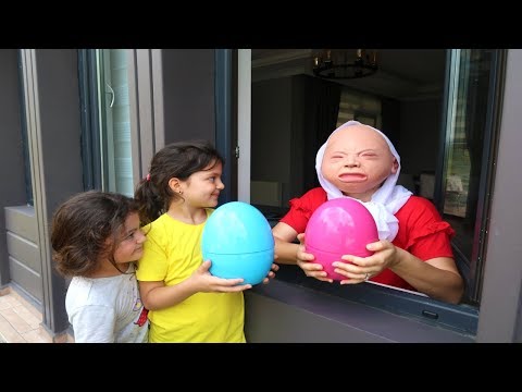 Grandma Kids Pretend Play In Real Life Surprise Eggs with Toys , fun video