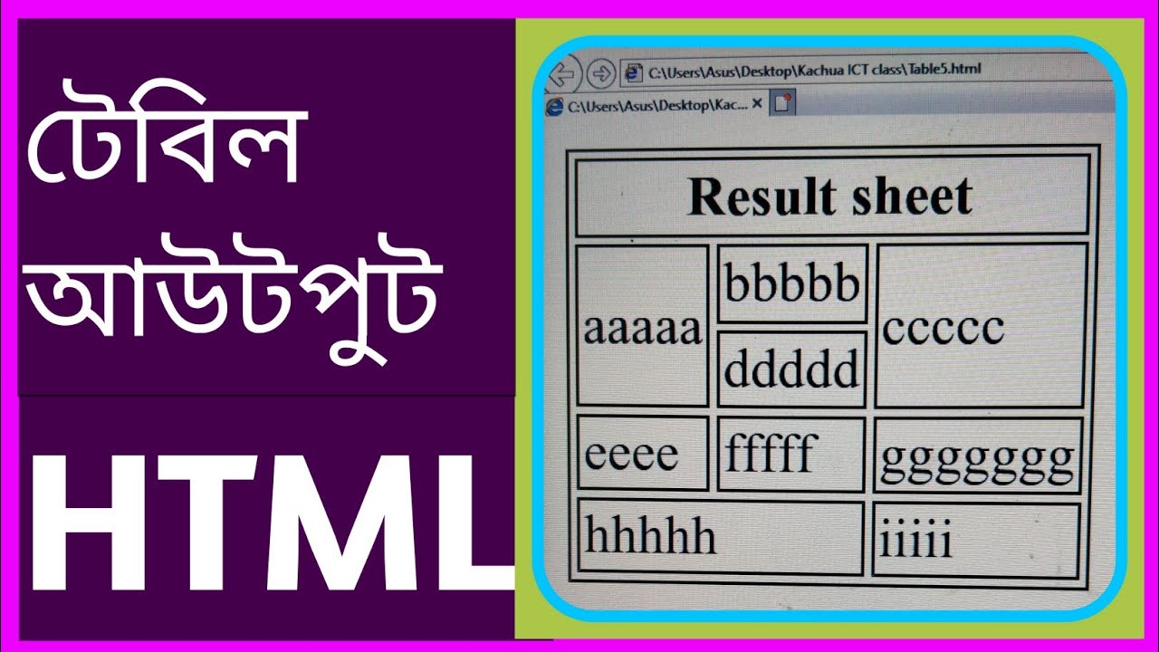 Hsc Html Table For Practice HSC HTML video tutorial table output.এইচটিএমএল এর মাধ্যমে কিভাবে টেবিল ...