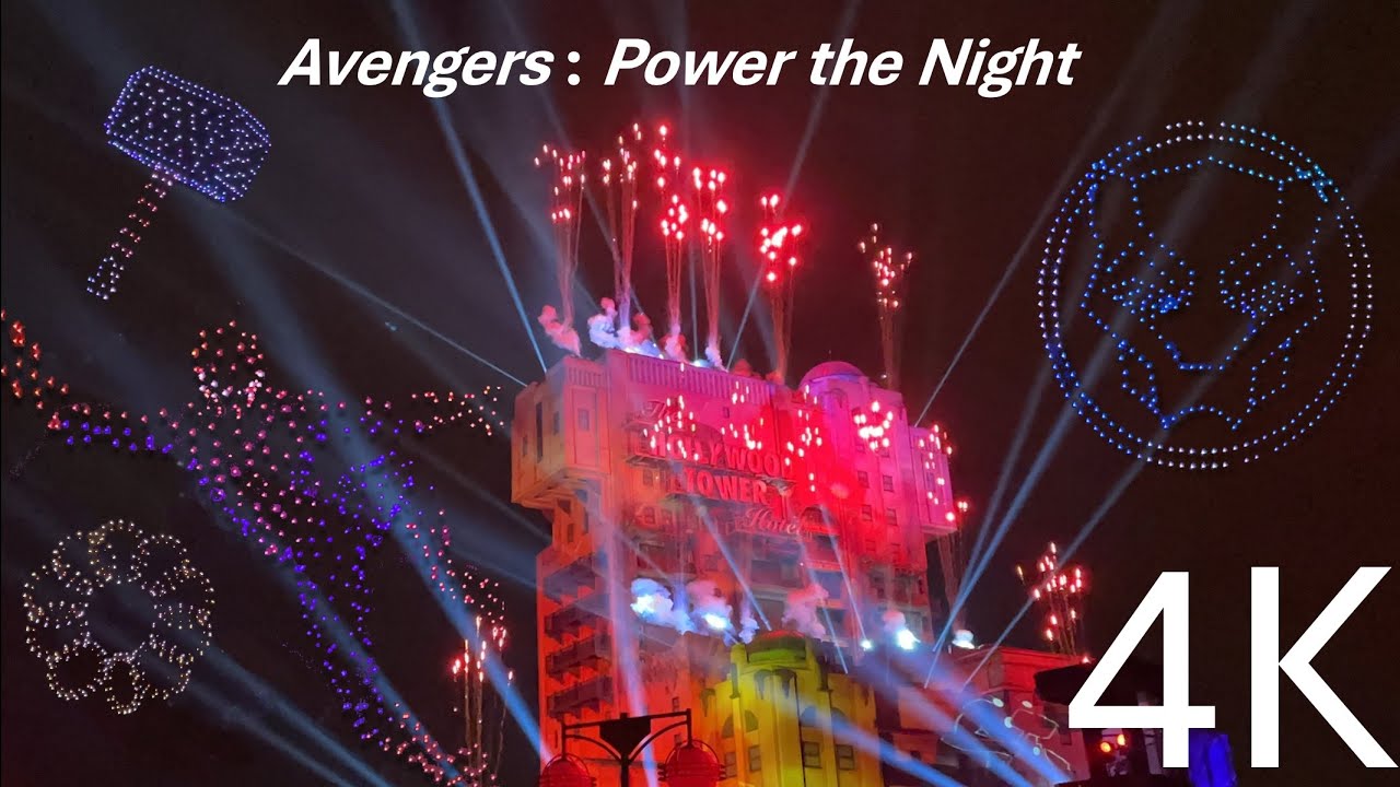 [4K] NEW Avengers : Power the Night FULL SHOW (with 500 drones) - Disneyland Paris 2023