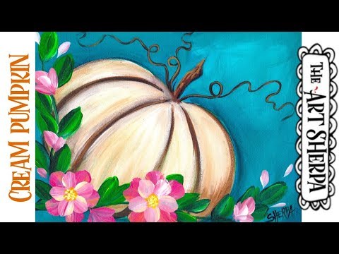 Easy white pumpkin Acrylic painting tutorial step by step Live Streaming