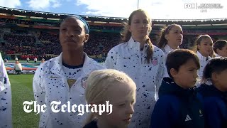 video: US women’s soccer team refuse to sing national anthem