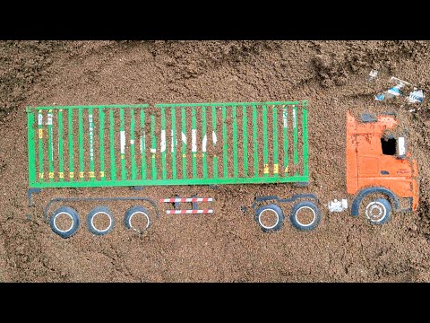 Finding Toy Cars, Long Container Truck, Cement Mixer Truck, Dump Truck, Ambulance, Tayo, Excavator
