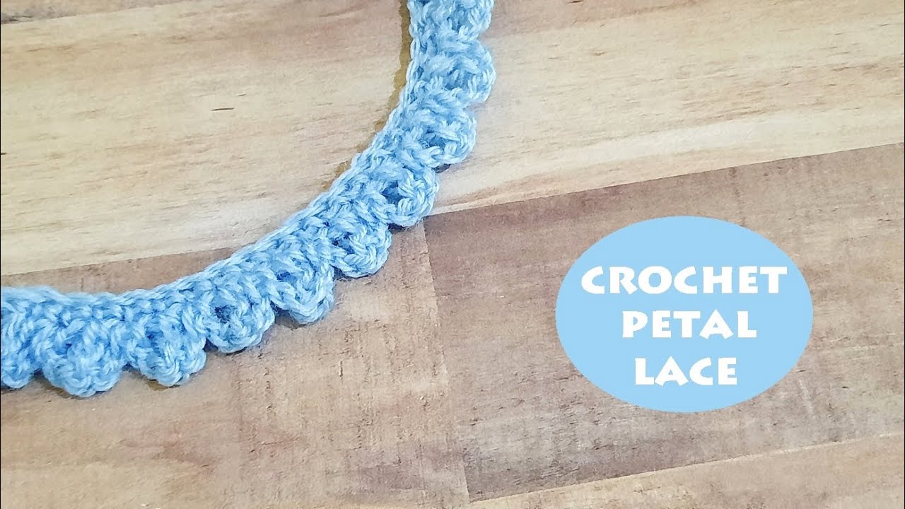 Crochet simple petal edging/lace/border, Easy pattern for beginners