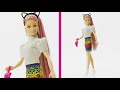 Grn81 barbie leopard rainbow hair doll 1