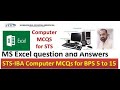 Computer MCQS for STS | MS Excel Questions|BPS 5 to 15 grade |Computer MCQS for IBA |Jobs MCQS