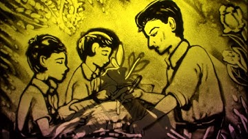 Vẽ tranh cát về nhà giáo nhân ngày 20  11 bài hát Lời Thầy Cô I Hoạ sĩ Nguyễn Tiến