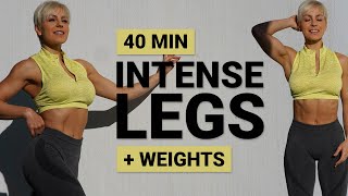 40 MIN DB LEG WORKOUT | Quads | Hamstrings | Glutes | Calves | At Home Leg Workout | + Weights