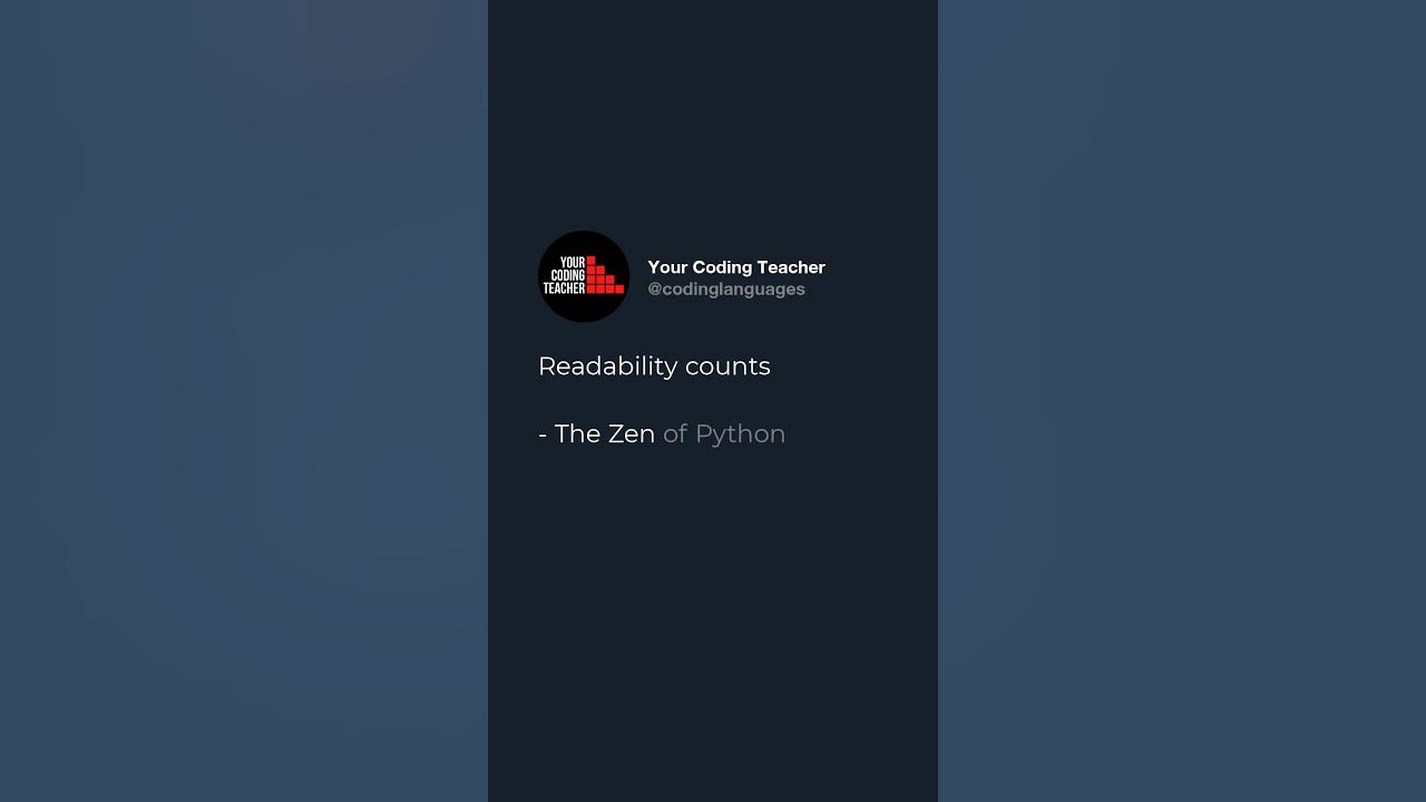 Readability counts - The Zen of Python - YouTube